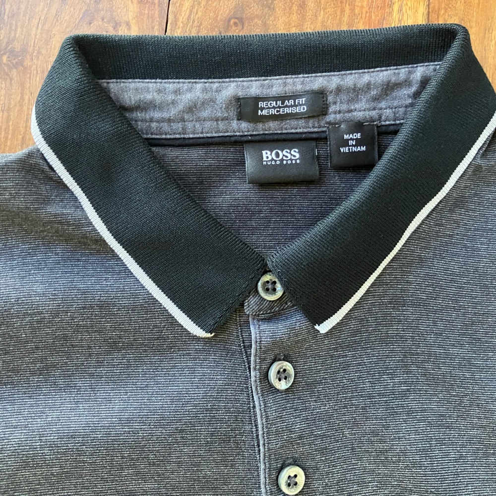 HUGO BOSS Mercerized Cotton Charcoal Polo Shirt